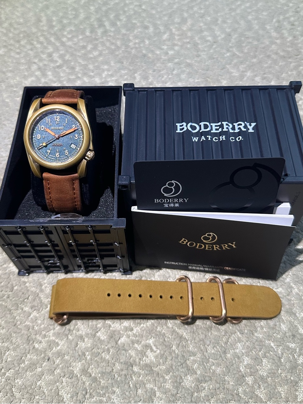 Boderry Voyager Men's 40mm Automatic Field Watch, Bronze Case, Sapphire Crystal
